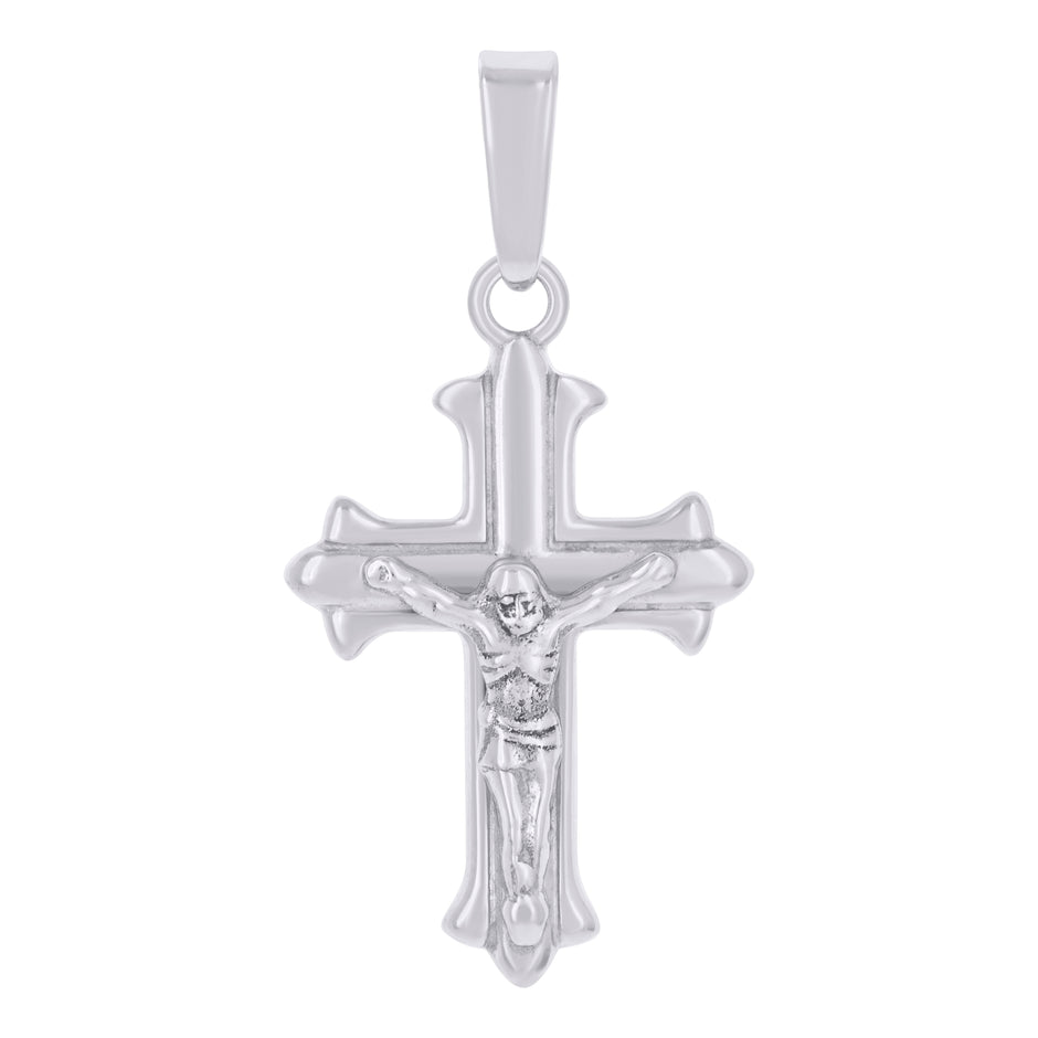 925 Sterling Silver Unisex Cubic-Zirconia Religious Crucifix Charm Pendant