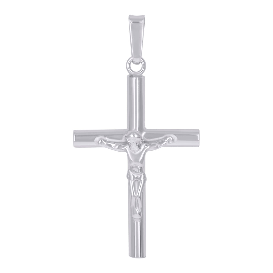 925 Sterling Silver Unisex Cubic-Zirconia Religious Crucifix Charm Pendant