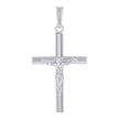 925 Sterling Silver Unisex Cubic-Zirconia Religious Crucifix Charm Pendant
