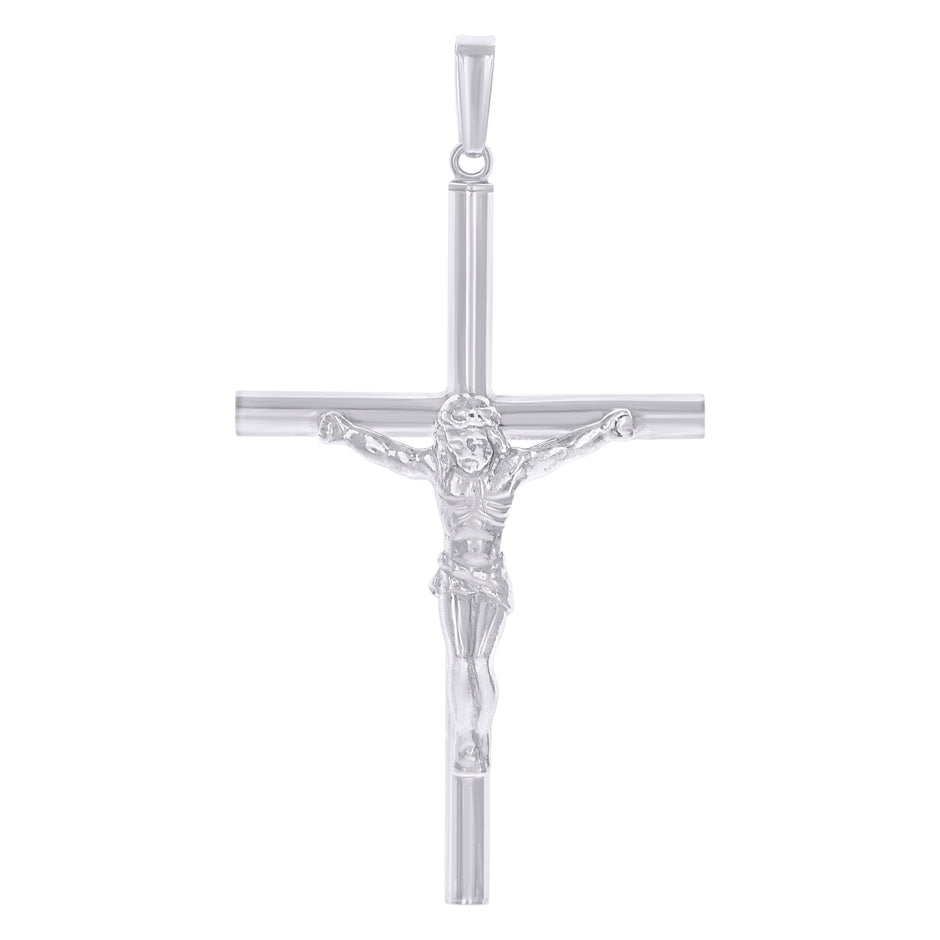 925 Sterling Silver Unisex Cubic-Zirconia Cross Crucifix Religious Charm Pendant