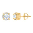 925 Sterling Silver Yellow-tone Unisex Cubic-Zirconia Fashion Stud Earrings