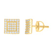 Yellow-Tone 925 Sterling Silver Unisex Cubic Zirconia Square Stud 8.3mm Earrings