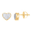 Yellow-Tone 925 Sterling Silver Womens And Men Unisex Round Cubic Zirconia Heart Stud Cluster Fashion Earrings