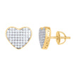 925 Sterling Silver Yellow-Tone Womens Round Cubic Zirconia Cluster Heart Stud Fashion Earrings