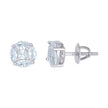 925 Sterling Silver Unisex Cushion-Cut Cubic-Zirconia Fashion Stud Earrings