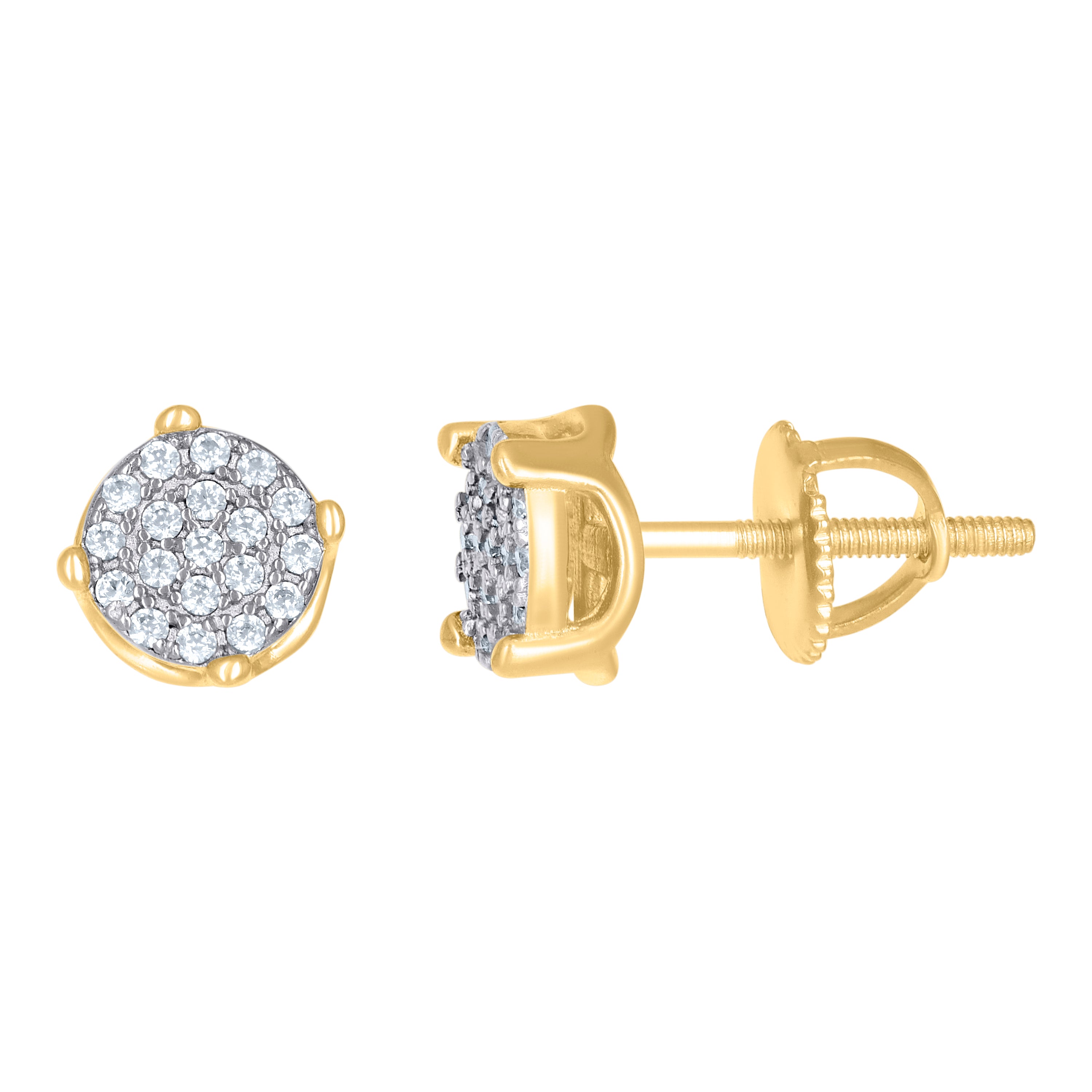 925 Sterling Silver Yellow-Tone Womens Cubic-Zirconia Round Fashion Stud Earrings