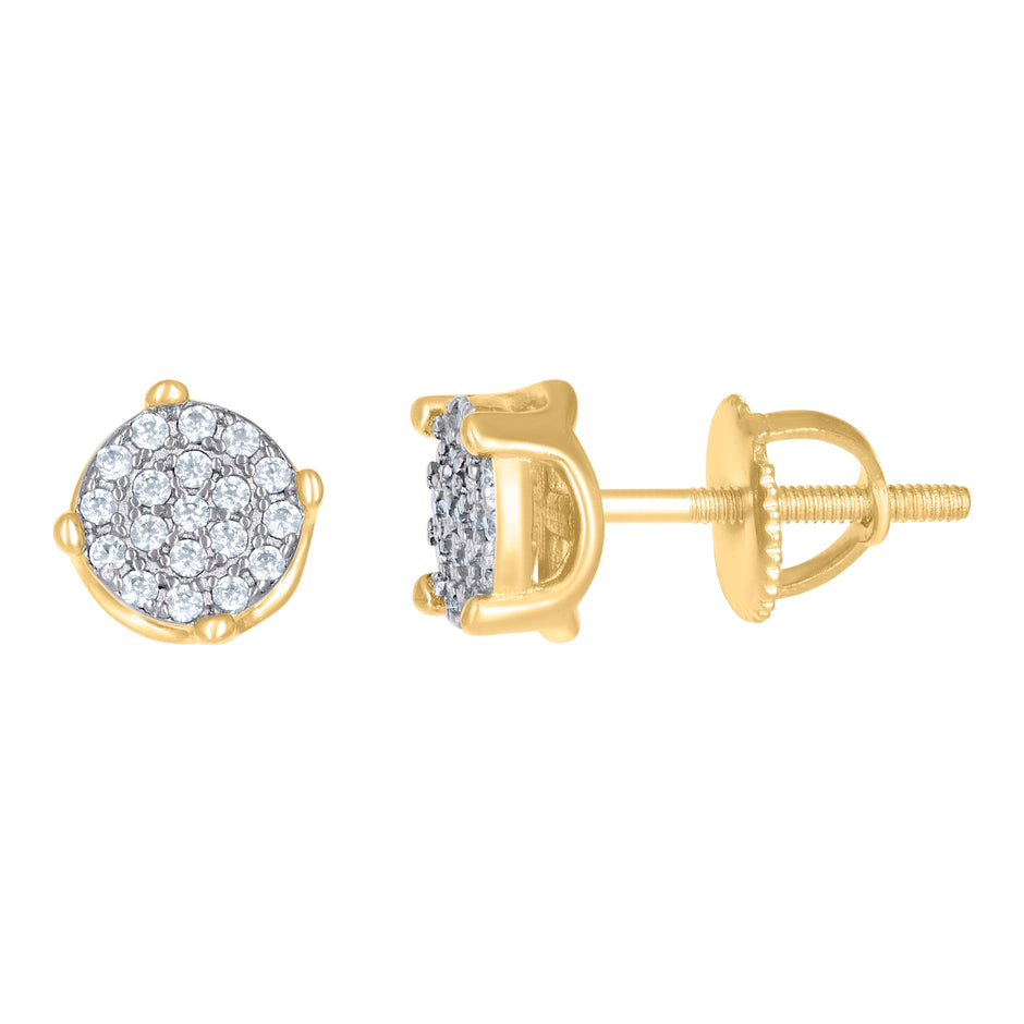 925 Sterling Silver Yellow-Tone Womens Cubic-Zirconia Round Fashion Stud Earrings