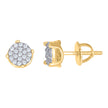 925 Sterling Silver Yellow-Tone Womens Cubic-Zirconia Round Fashion Stud Earrings