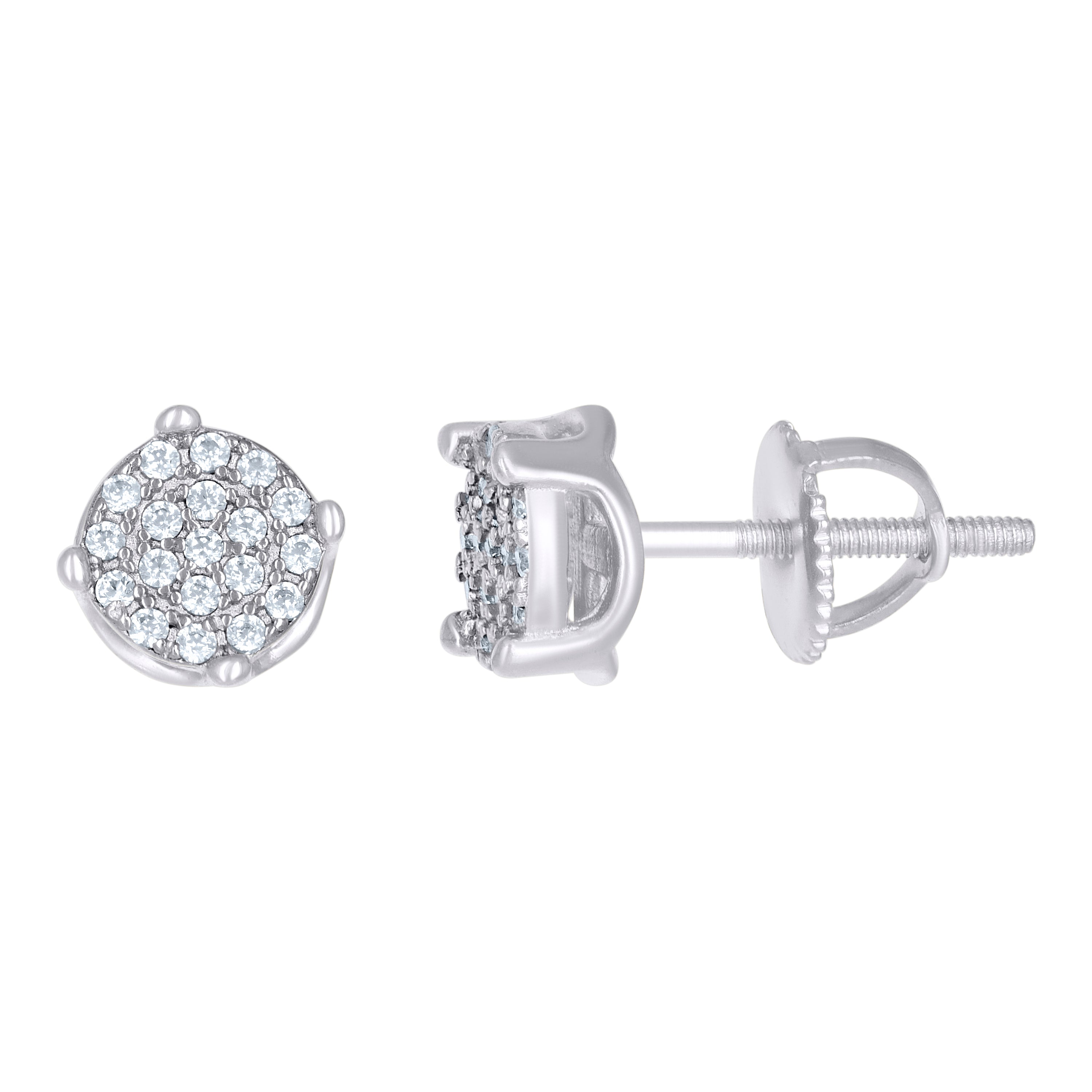 925 Sterling Silver Womens Cubic-Zirconia Round Fashion Stud Earrings
