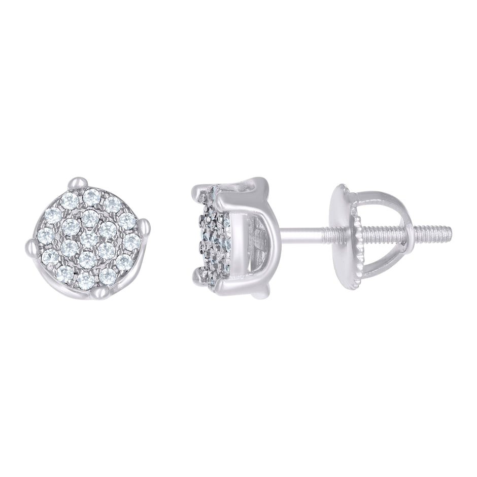 925 Sterling Silver Womens Cubic-Zirconia Round Fashion Stud Earrings