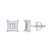 925 Sterling Silver Unisex Cubic-Zirconia Square Fashion Stud Earrings