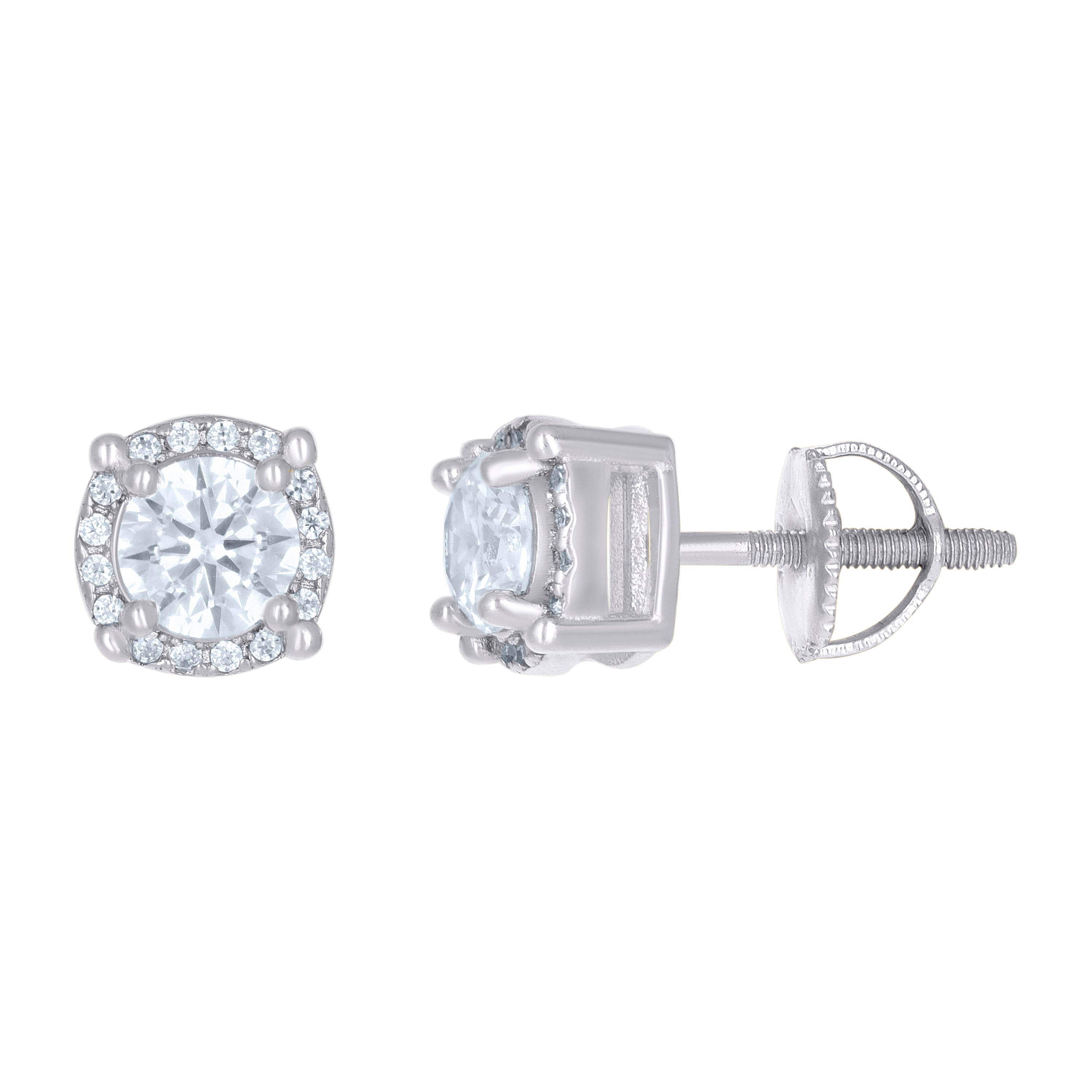 925 Sterling Silver Unisex Cubic-Zirconia Fashion Stud Earrings