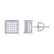 925 Sterling Silver Unisex Cubic-Zirconia Square Fashion Stud Earrings