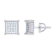 925 Sterling Silver Cubic Zirconia Unisex Square Kite Stud Earrings