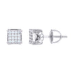 925 Sterling Silver Unisex Cubic-Zirconia Square Fashion Stud Earrings