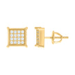 925 Sterling Silver Yellow-Tone Womens Cubic Zirconia Square Stud Earrings
