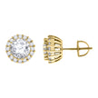 925 Sterling Silver Yellow-Tone Womens Cubic Zirconia Round Halo Stud Earrings