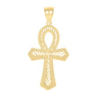 10kt Two-Tone Gold Unisex Textured Ankh Cross Religious Charm Pendant