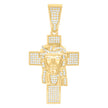 925 Sterling Silver Yellow-Tone Mens CZ Jesus Cross Religious Charm Pendant