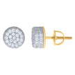 925 Sterling Silver Yellow-Tone Unisex Cubic Zirconia Round Stud Earrings