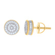 925 Sterling Silver Yellow-Tone Unisex Cubic Zirconia Round Stud Earrings