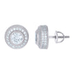 925 Sterling Silver Unisex Cubic Zirconia Round Stud Earrings