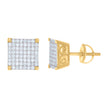 925 Sterling Silver Yellow-Tone Unisex Cubic Zirconia Square Stud Earrings