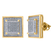925 Sterling Silver Yellow-Tone Unisex Cubic Zirconia Square Stud Earrings