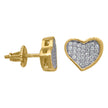 925 Sterling Silver Yellow-Tone Unisex Cubic Zirconia Heart Stud Earrings