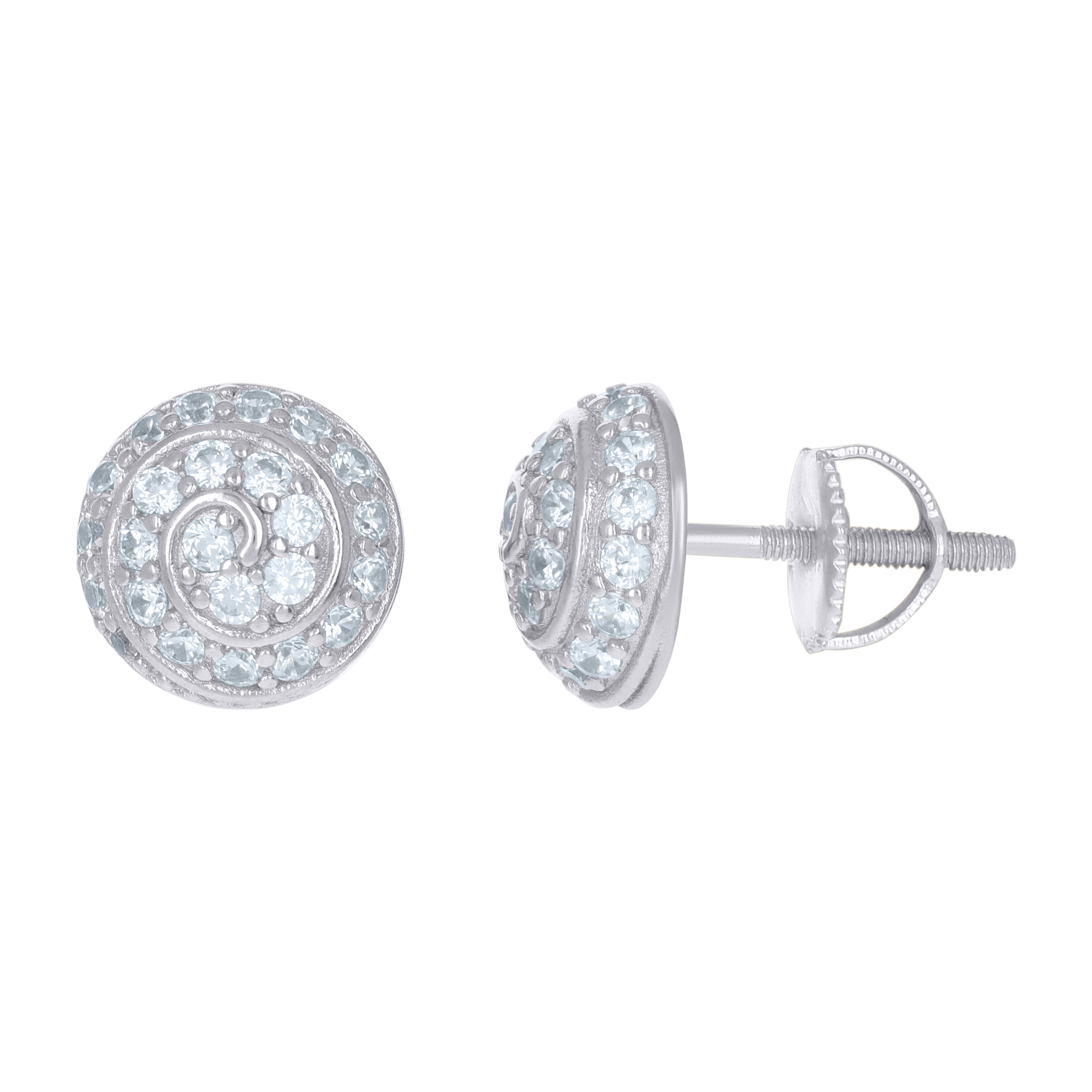 925 Sterling Silver Unisex Cubic Zirconia Round Stud Earrings