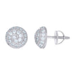 925 Sterling Silver Unisex Cubic Zirconia Round Stud Earrings
