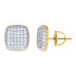 925 Sterling Silver Yellow-tone Womens Cubic-Zirconia Square Stud Earrings 
