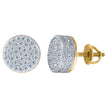 925 Sterling Silver Yellow-Tone Unisex Cubic Zirconia Round Halo Stud Earrings