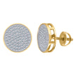 925 Sterling Silver Yellow-Tone Unisex Cubic Zirconia Round Stud Earrings