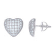 925 Sterling Silver Unisex Cubic Zirconia Heart Stud Earrings