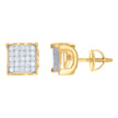 925 Sterling Silver Yellow-Tone Unisex Cubic Zirconia Square Stud Earrings