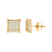 925 Sterling Silver Yellow-Tone Unisex Cubic Zirconia Square Stud Earrings
