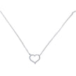 925 Sterling Silver Women Cubic Zirconia Rolo Link Heart Necklace