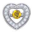 925 Sterling Silver Womens Yellow Cubic-Zirconia Heart Slide Charm Pendant