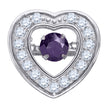 925 Sterling Silver Womens Purple Cubic-Zirconia Heart Slide Charm Pendant