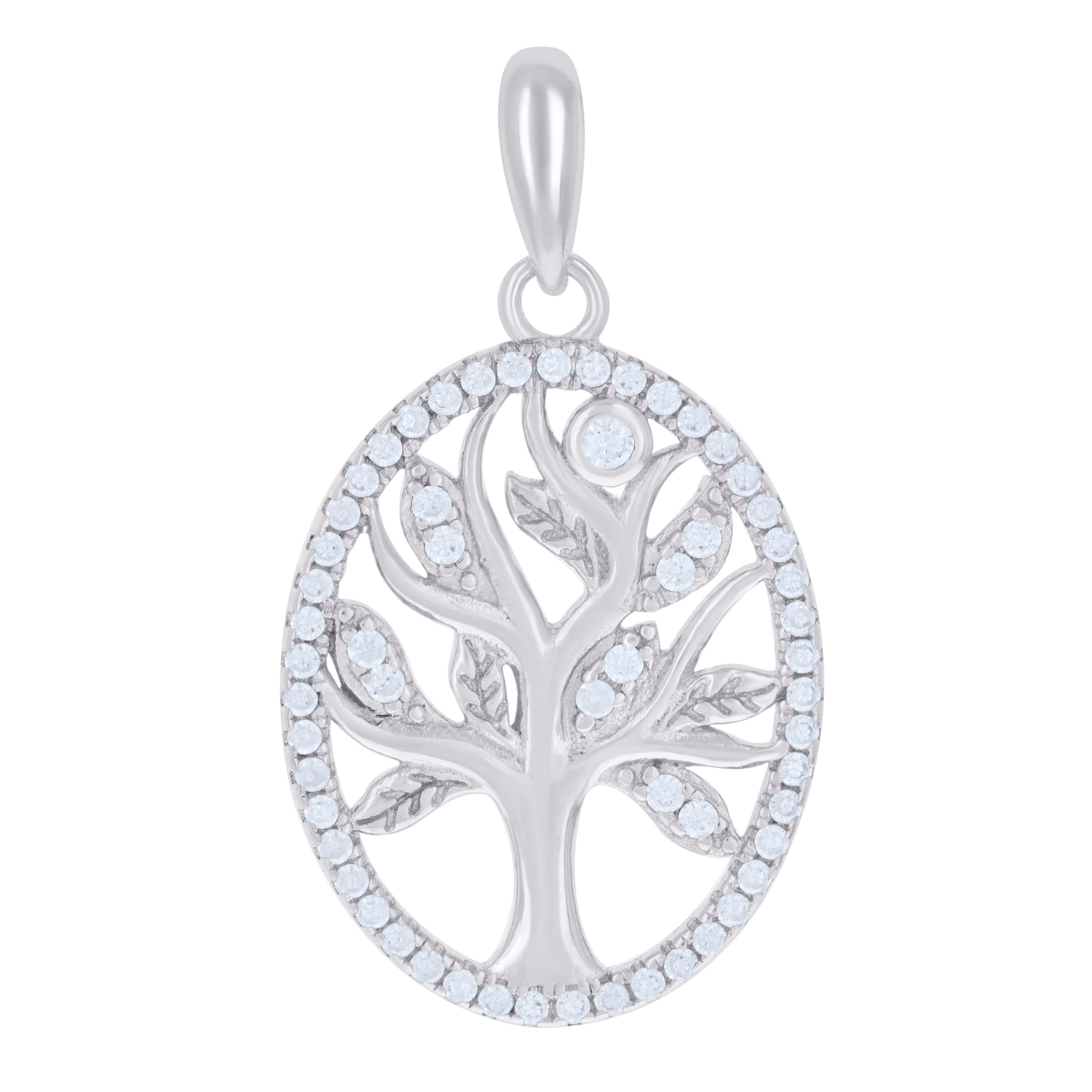 925 Sterling Silver Womens Cubic Zirconia Tree Of Life Charm Pendant