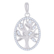 925 Sterling Silver Womens Cubic Zirconia Tree Of Life Charm Pendant