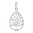 925 Sterling Silver Womens Cubic Zirconia Tree Of Life Teardrop Charm Pendant