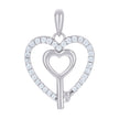 925 Sterling Silver Womens Cubic Zirconia Heart Key Charm Pendant