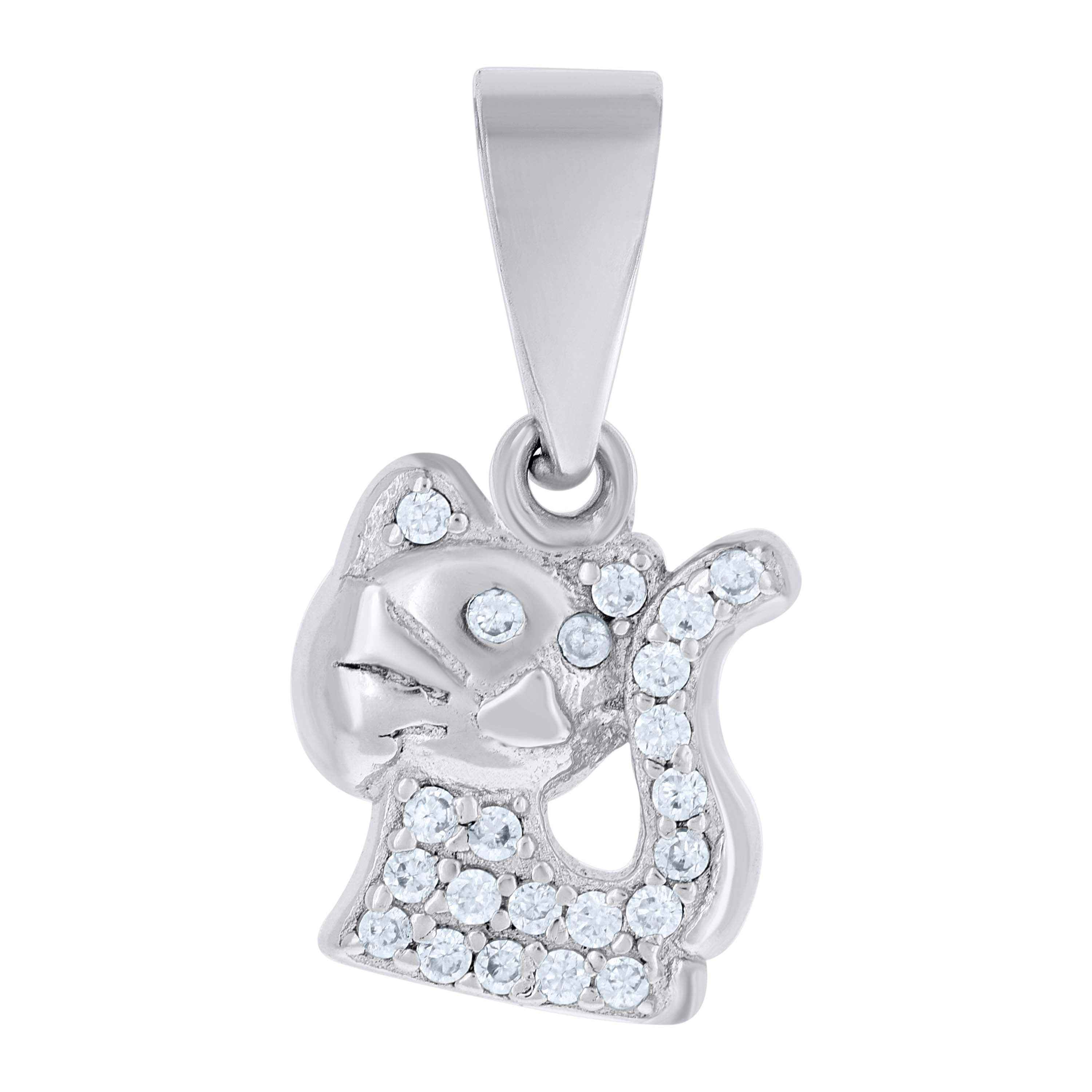 925 Sterling Silver Womens Cubic Zirconia Cat Charm Pendant