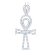 925 Sterling Silver Unisex CZ Ankh Cross Religious Charm Pendant