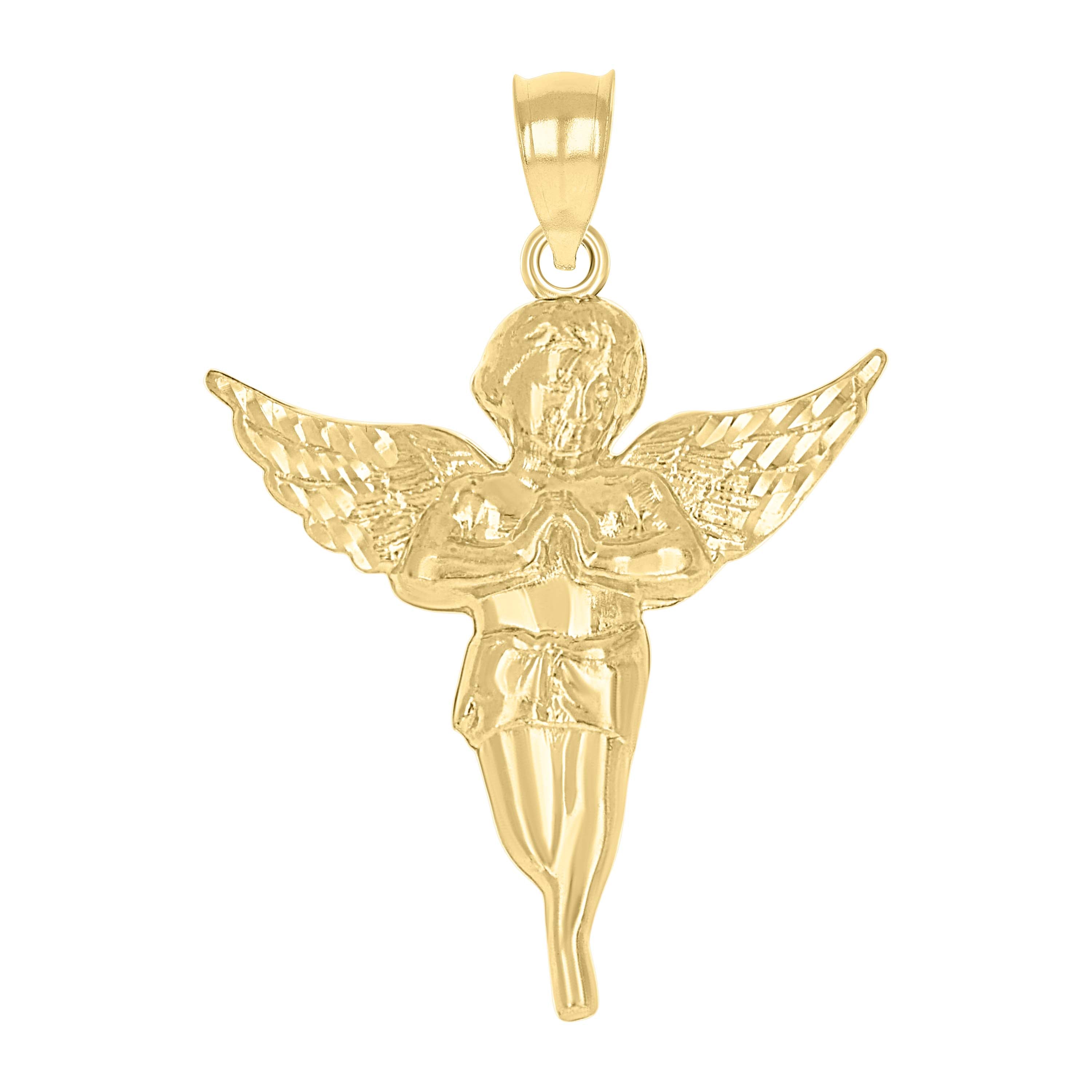 10kt Yellow Gold Mens Angel Religious Charm Pendant