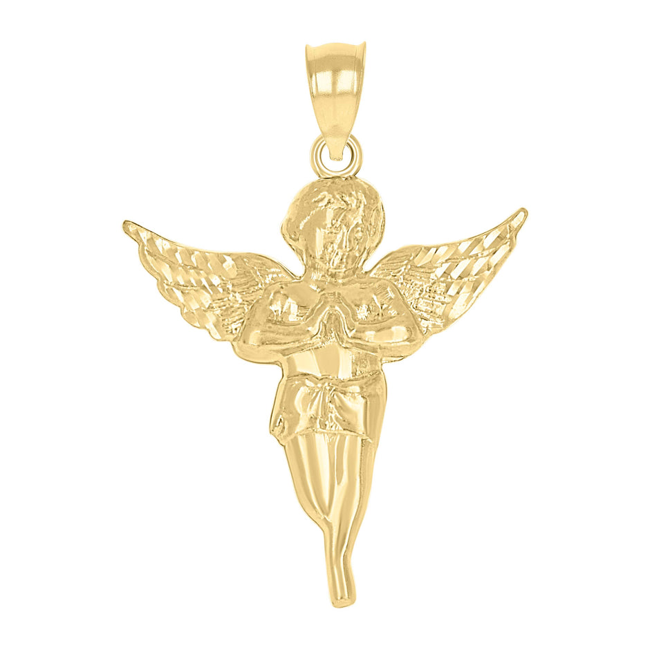 10kt Yellow Gold Mens Angel Religious Charm Pendant