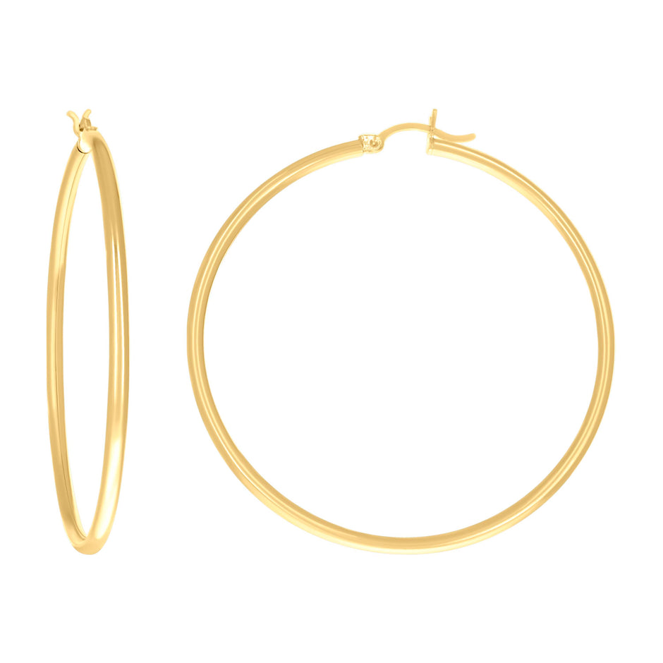 10kt Yellow Gold Womens Ultra Light Round Tube 2mmx45mm Hinged Hoops Huggies - SLV-76729
