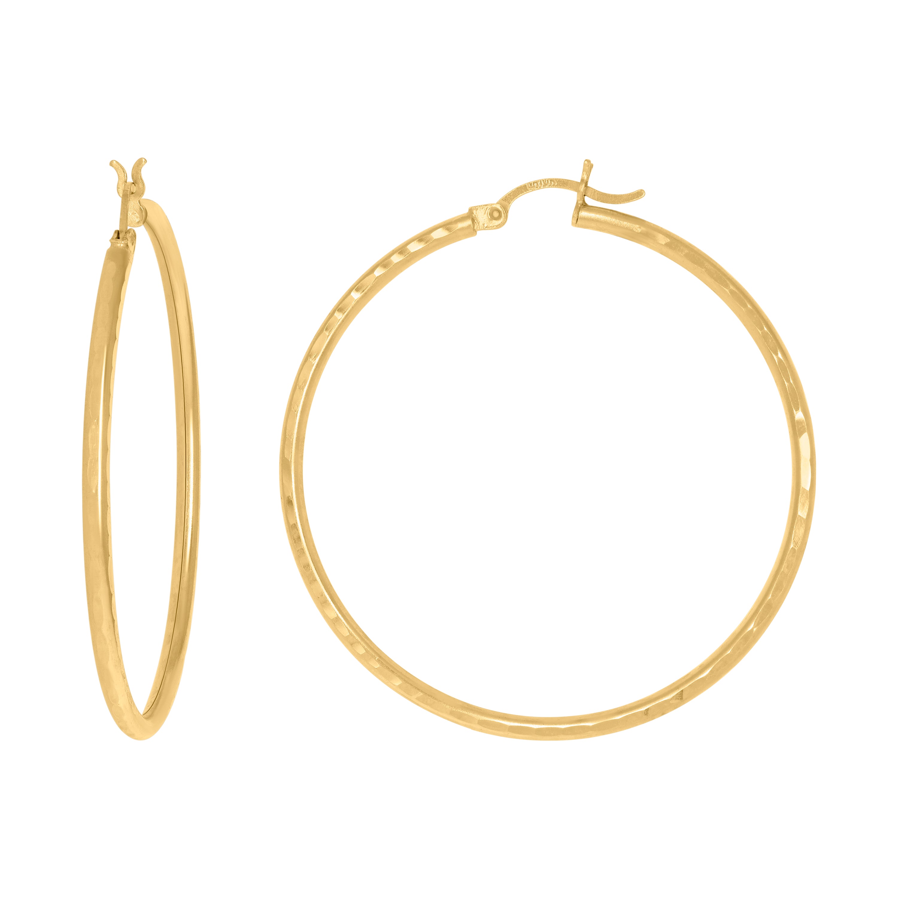 10kt Yellow Gold Womens Ultra Light Round Tube 2mm X 46mm Hinged Hoops Huggies - SLV-76743